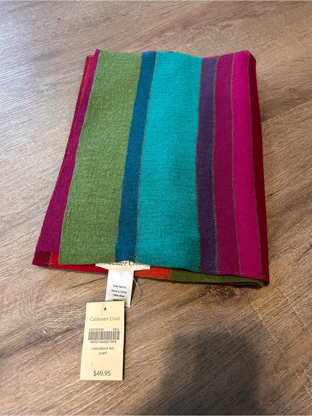 Coldwater Creek Scarf Womens Multicolor Striped Colorblock Wool NEW
